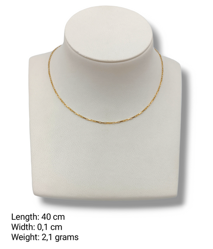 Silver chain 40cm Byzantine hollow rectangle design Gold plated