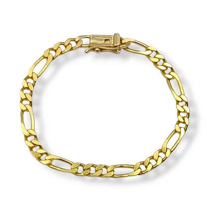 Gold Figaro 3+1 design chain bracelet