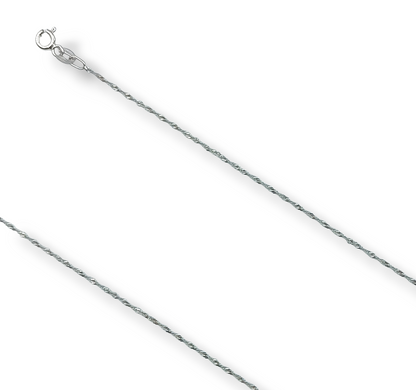 White Gold chain 45cm twisted rope design with diamond-cut technique