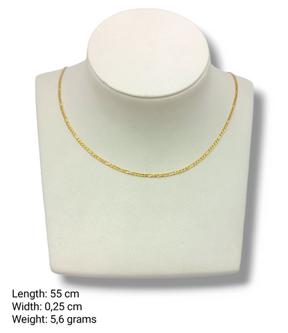 Gold chain 55cm Figaro 5+1 design