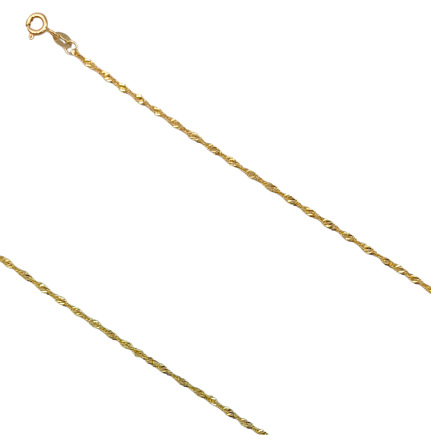 Gold chain 45cm twisted rope design with diamond-cut technique