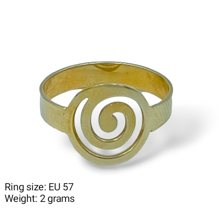 Silver Spiral design ring Gold plated