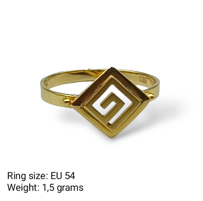 Gold Meander design matte and shiny ring