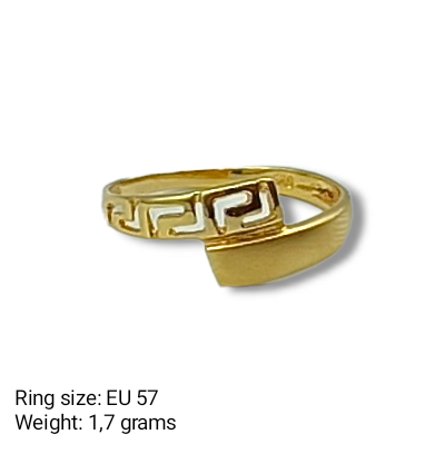 Gold Meander design matte and shiny ring