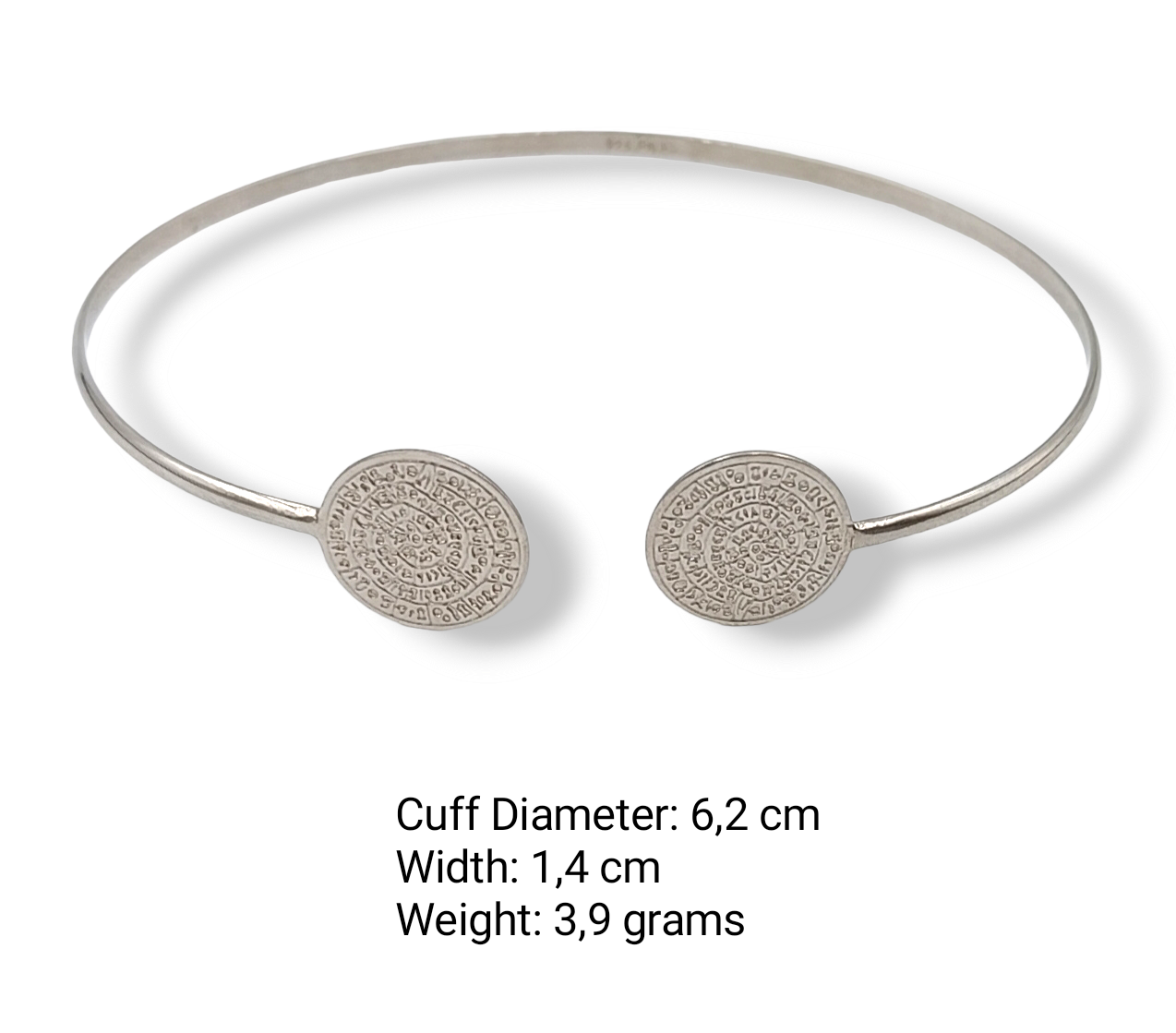 Silver Disc of Phaistos design cuff bracelet