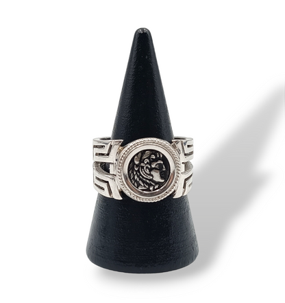 Silver Alexander the Great ring with Meander