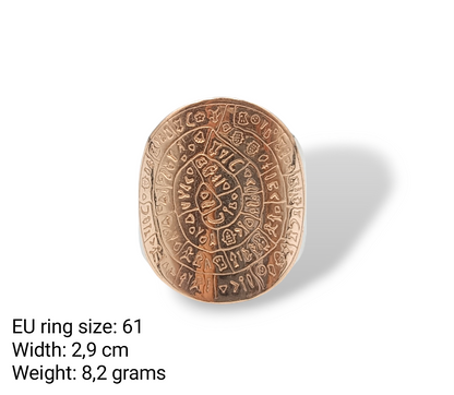 Silver Disc of Phaistos two-toned ring