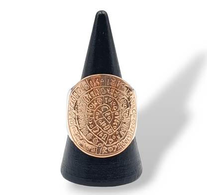 Silver Disc of Phaistos two-toned ring