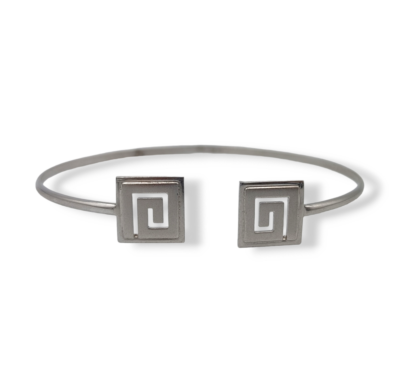 Silver Meander design matte and shiny cuff bracelet