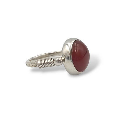 Silver byzantine style ring with Carnelian stone