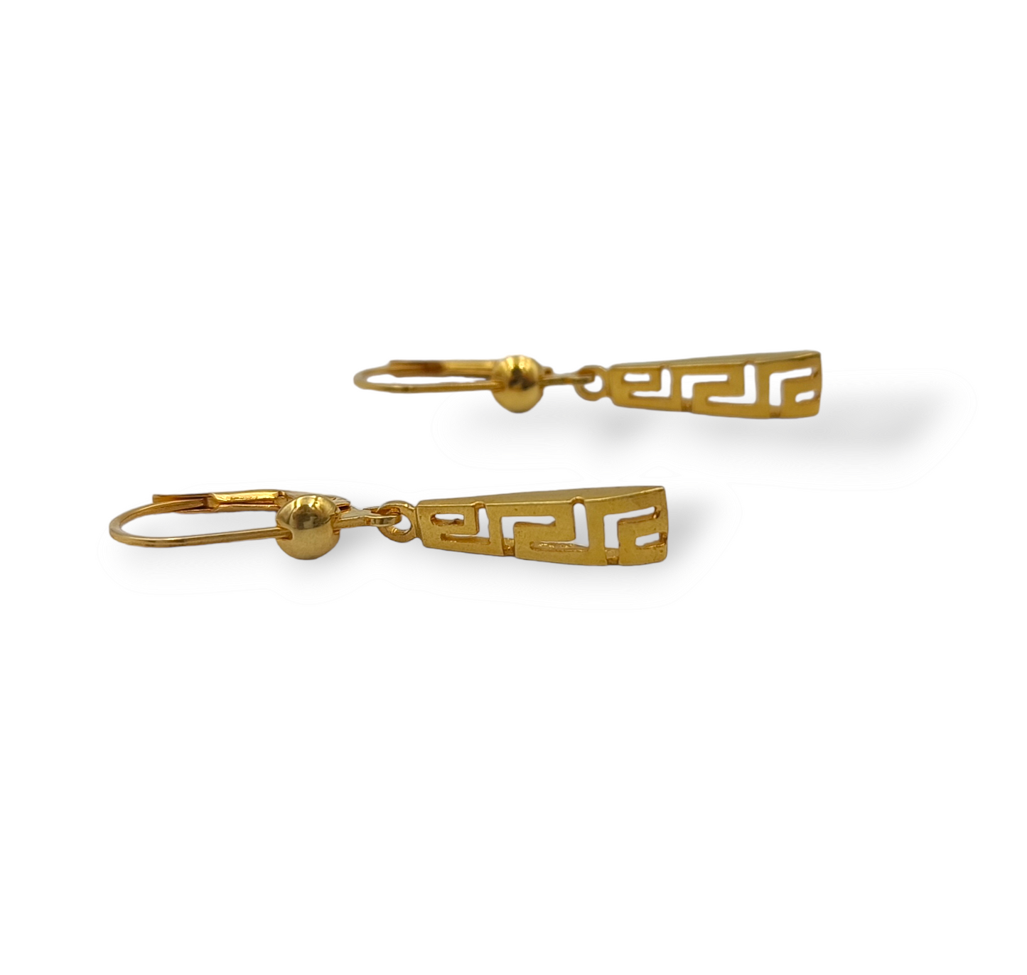 Silver Meander design Gold plated earrings