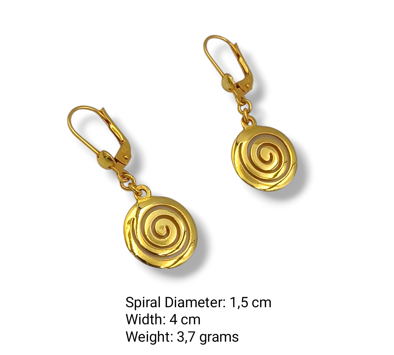 Silver Spiral design earrings Gold plated