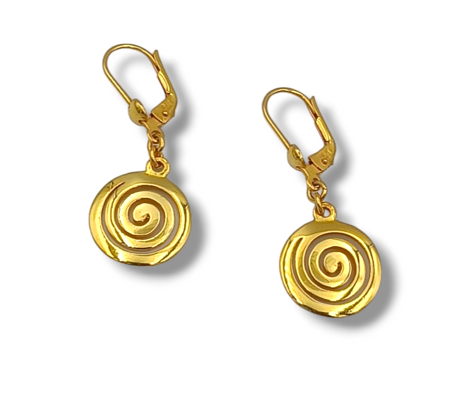 Silver Spiral design earrings Gold plated