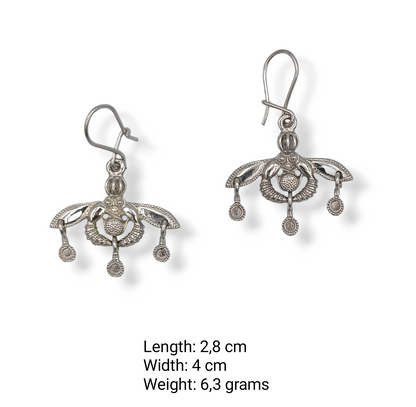 Silver Minoan bee design earrings