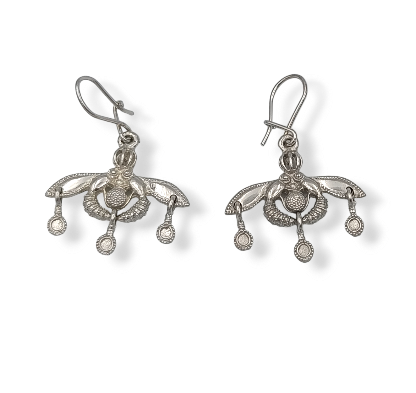 Silver Minoan bee design earrings