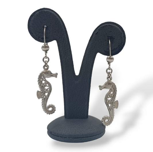 Silver Seahorse design earrings