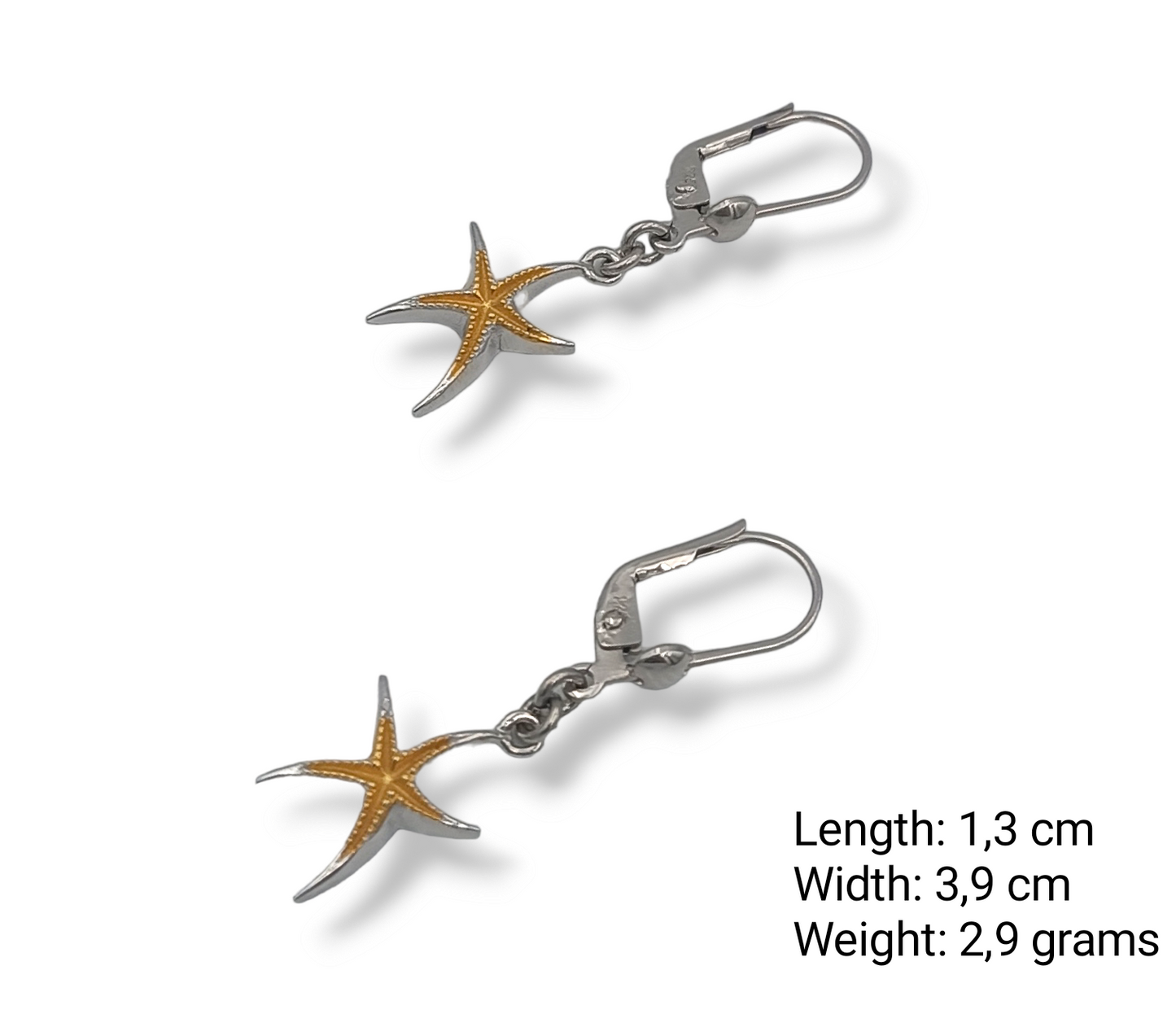 Silver two-toned Starfish design earrings