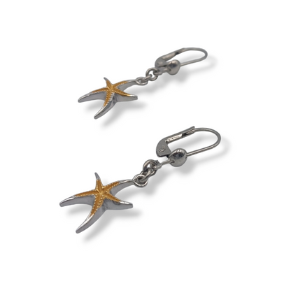 Silver two-toned Starfish design earrings