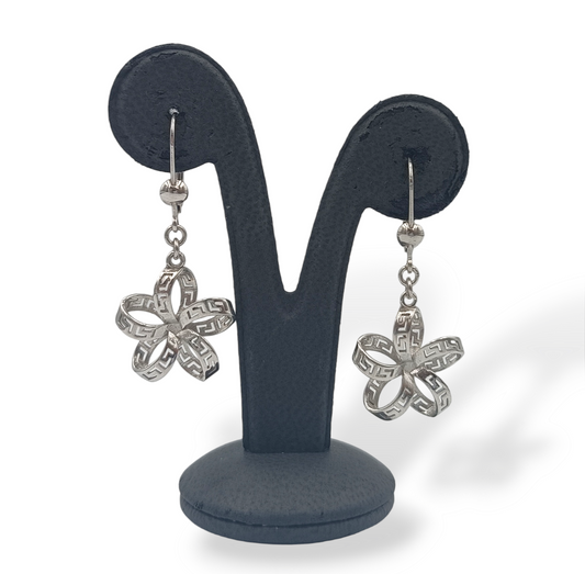 Silver flower Meander design earrings