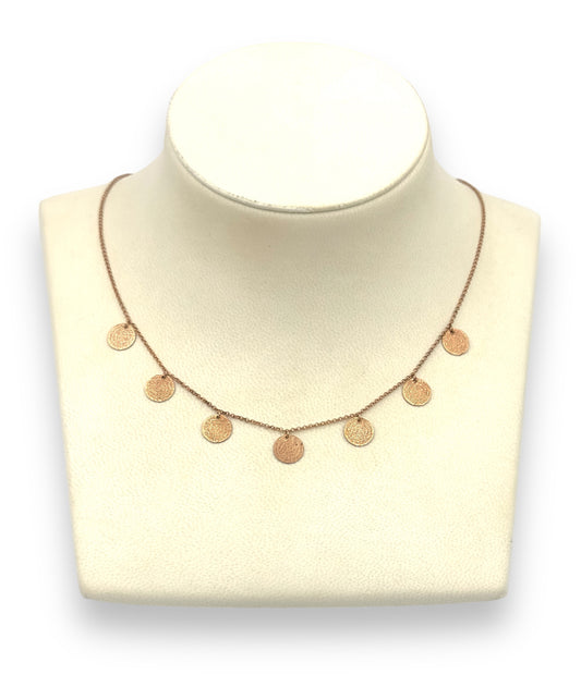 Silver Disc of Phaistos design necklace Rose Gold-Plated