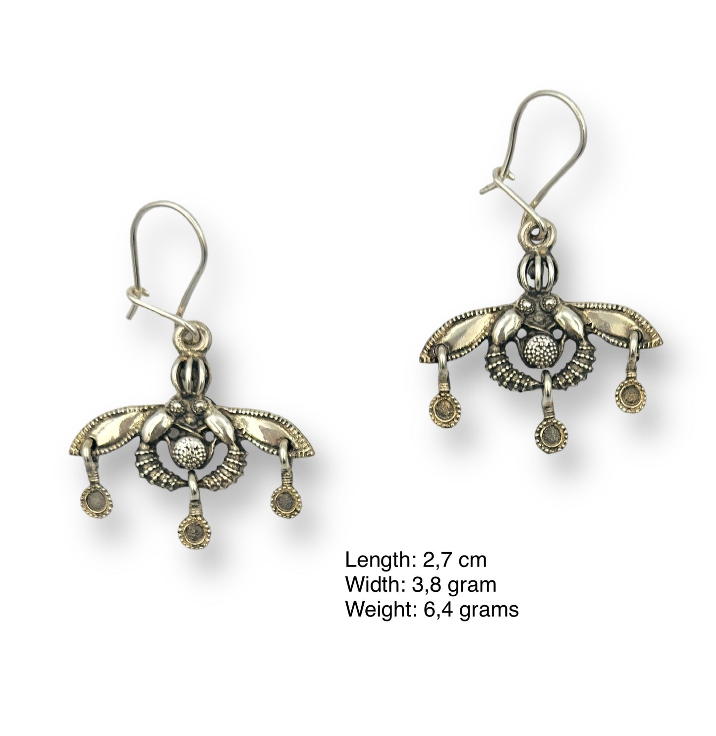 Silver Minoan bee design earrings