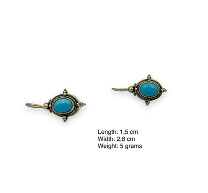 Silver byzantine style earrings with Turquoise stones