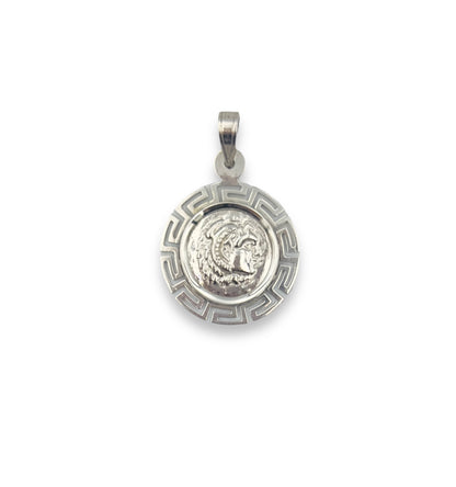 Silver Hercules pendant enclosed with Meander design