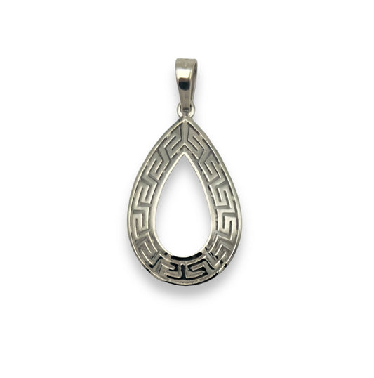 Silver drop-shaped Meander design pendant