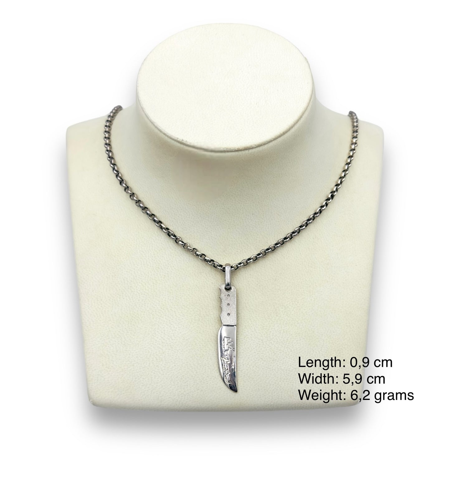 Silver Cretan knife with Crete island engraving pendant