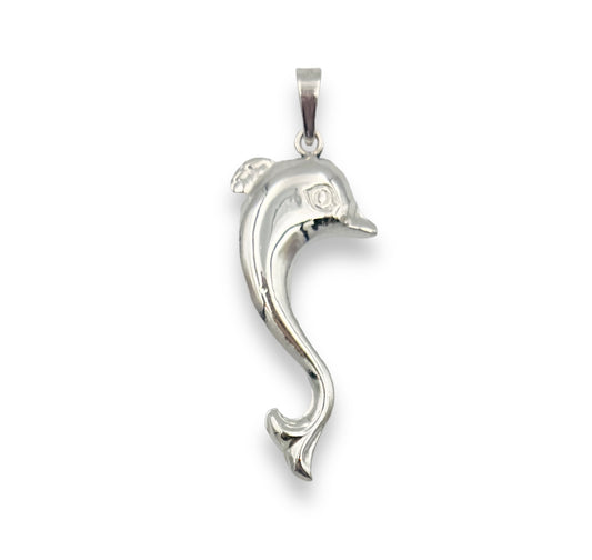 Silver double-sided Dolphin design pendant