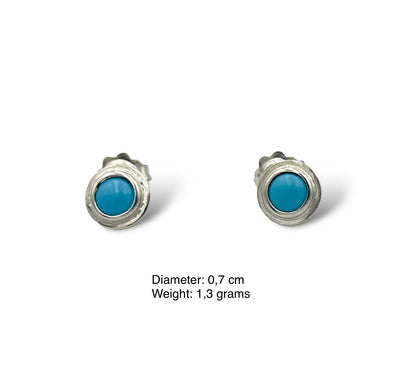 Silver minimal earrings with Turquoise stones