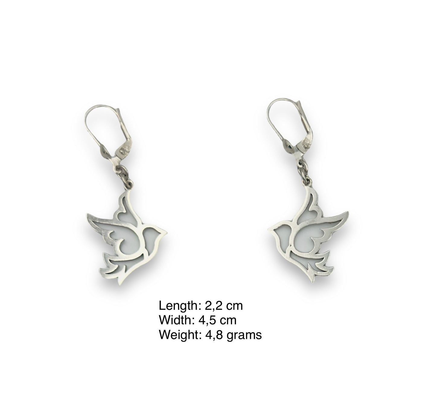 Silver dove design earrings