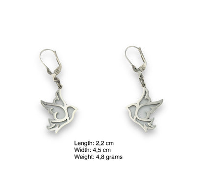 Silver dove design earrings