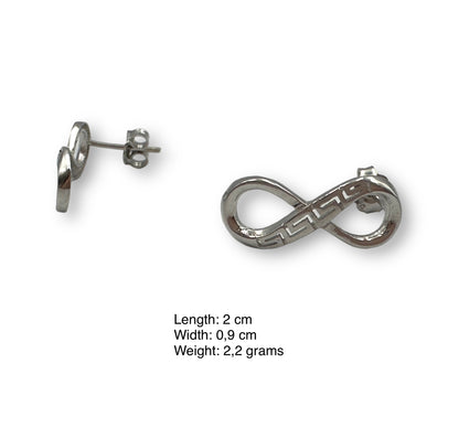 Silver infinity and Meander design earrings