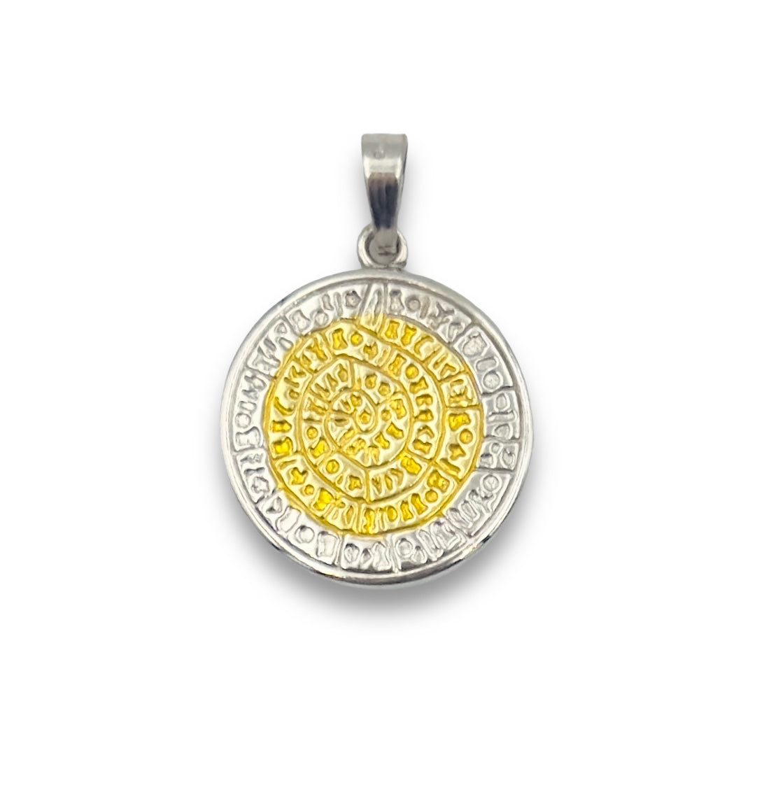 Silver Disc of Phaistos two-toned pendant