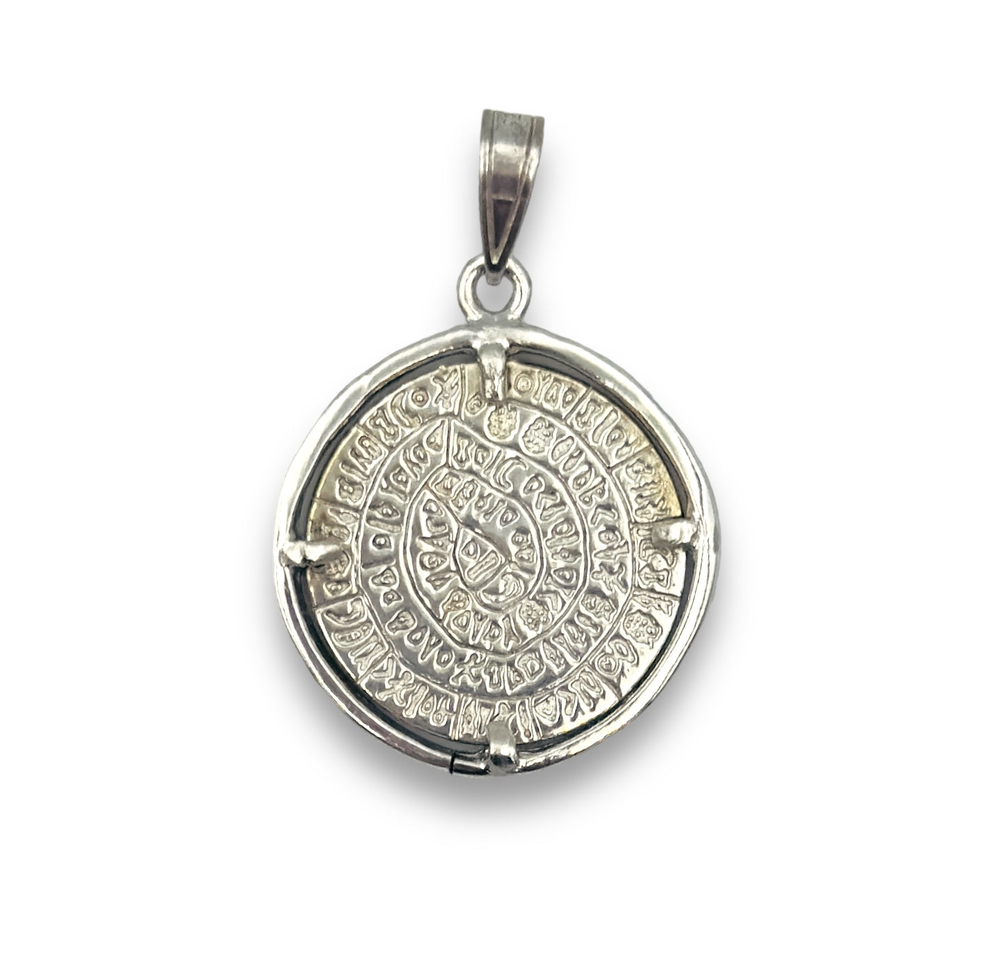 Silver Disc of Phaistos pendant