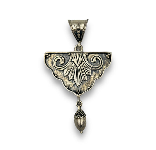 Silver acorn design Baroque style pendant