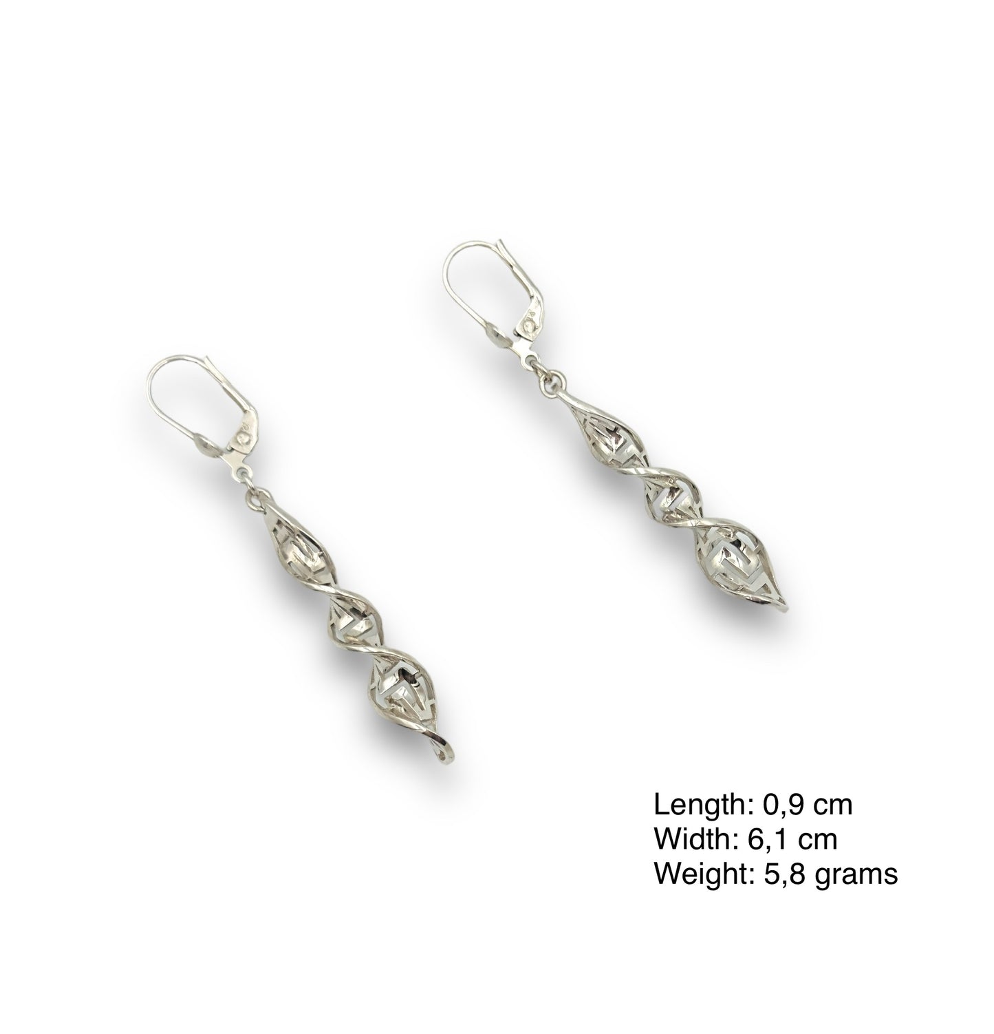 Silver twisted Meander design earrings