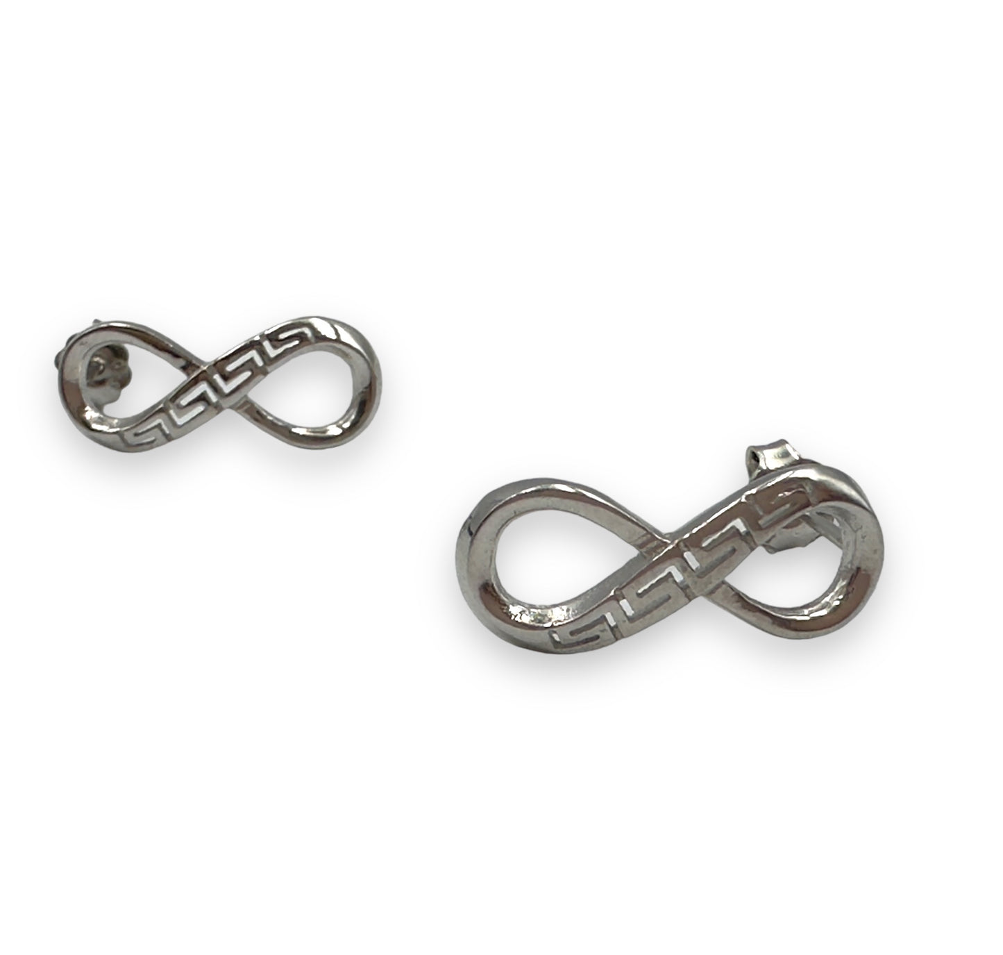 Silver infinity and Meander design earrings