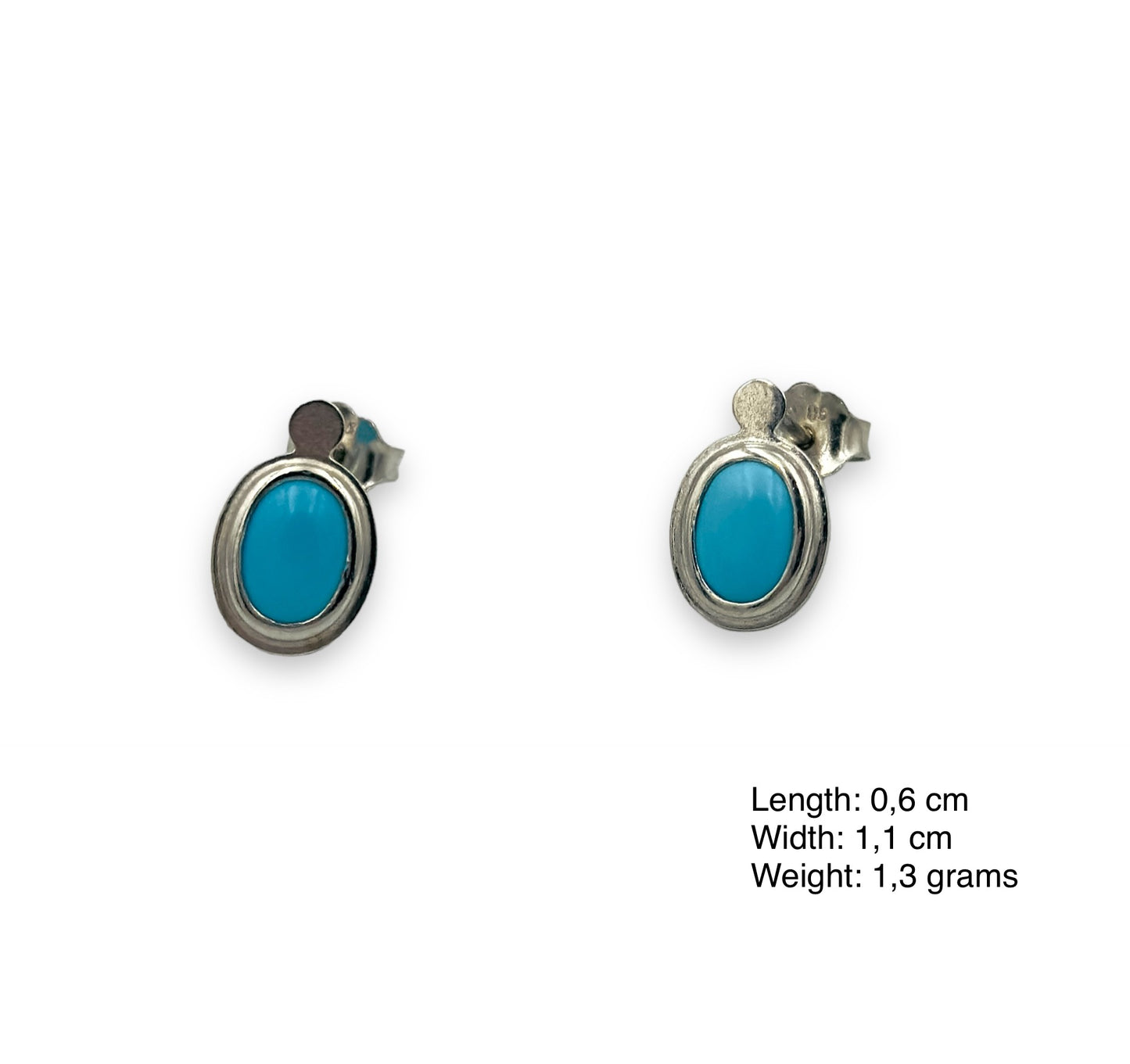 Silver minimal earrings with Turquoise stones