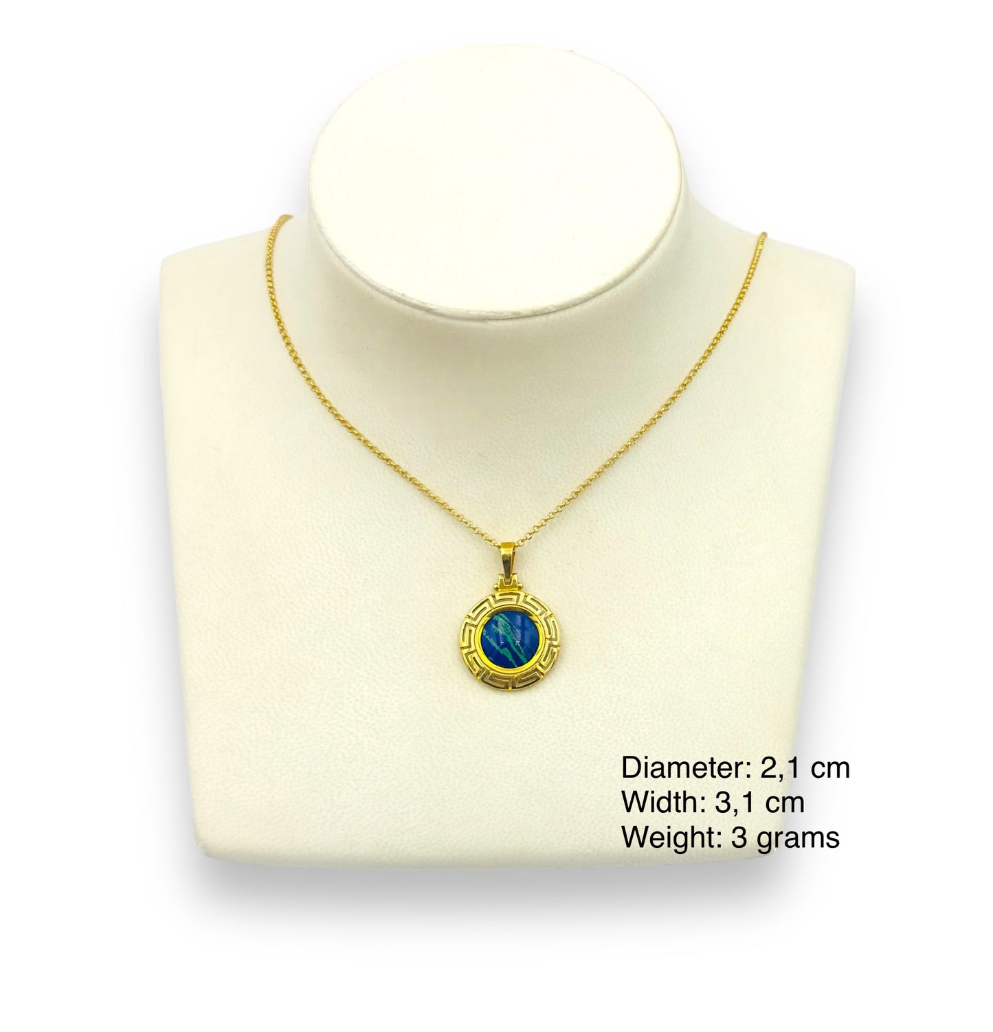 Silver Meander design pendant with Lapis Lazuli stone