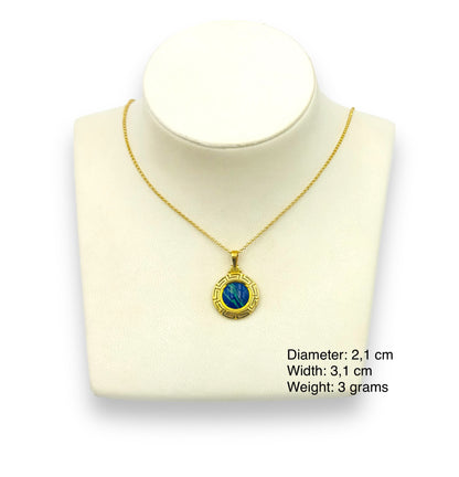 Silver Meander design pendant with Lapis Lazuli stone