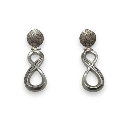 Silver infinity, Meander and Disc of Phaistos design earrings