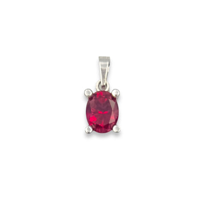 Silver minimal pendant with red Zircon stone