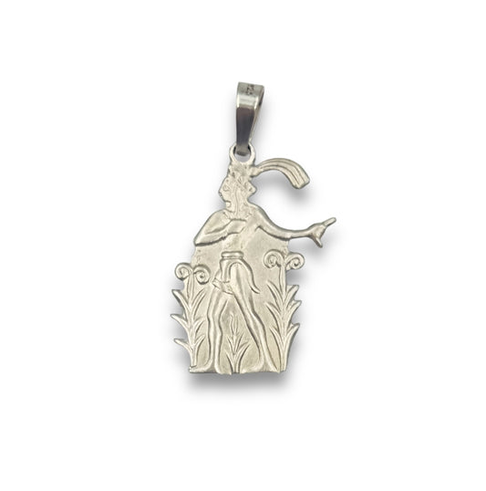 Silver Minoan Prince of the lilies matte pendant