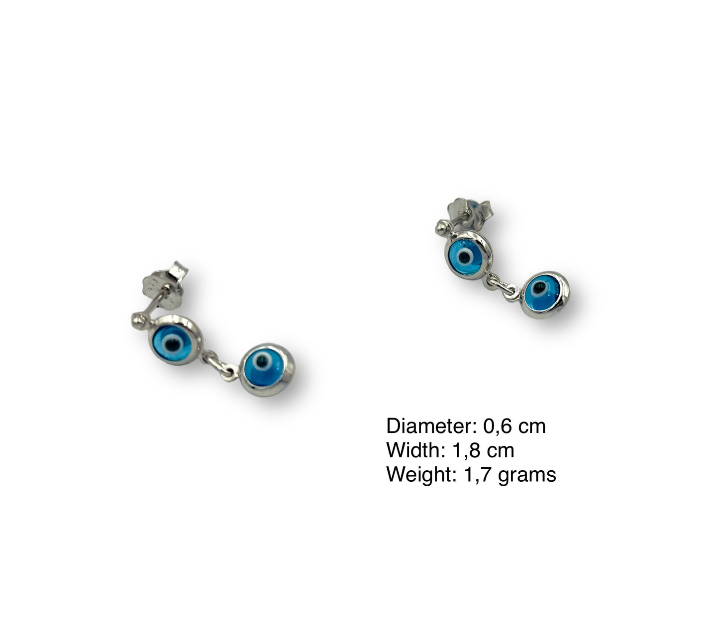 Silver Evil eye design earrings