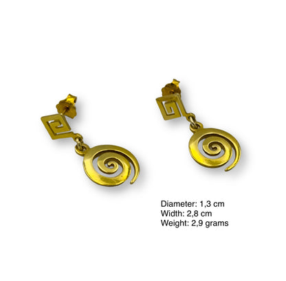 Silver Spiral and Meander design earrings