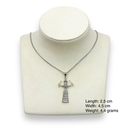 Silver Minoan Snake Goddess design pendant