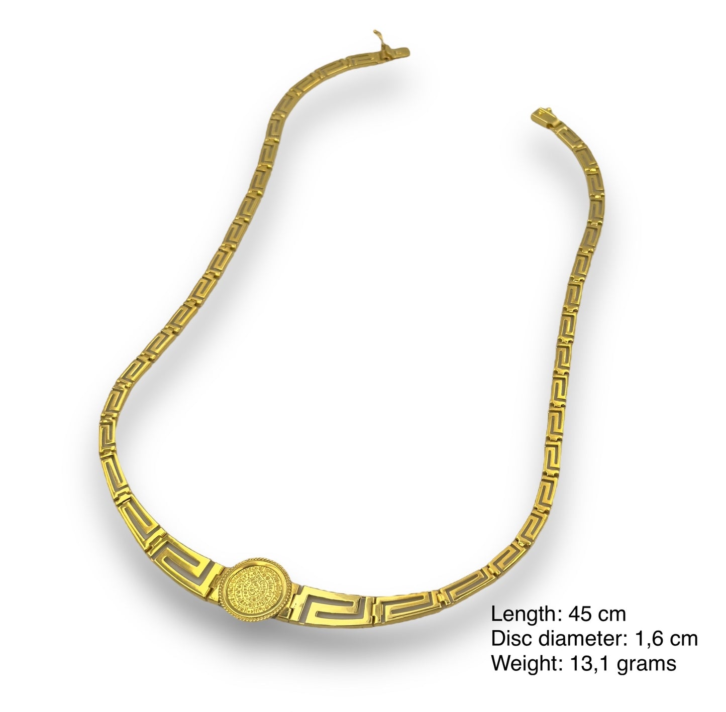 Silver Disc of Phaistos and Meander necklace Gold-plated