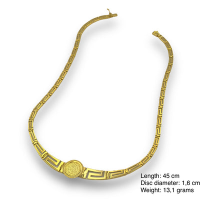 Silver Disc of Phaistos and Meander necklace Gold-plated